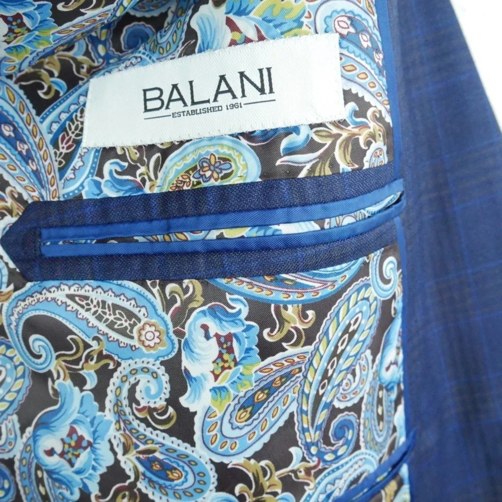 Balani Reda 1865 Milano Blue Plaid Wool Sport Coat Blazer 46L ? 49 x 32 Jacket
